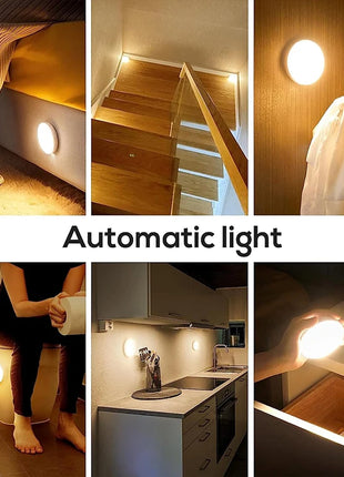 LED Night Light Motion Sensor Light USB Rechargeable Kitchen Bedroom Magnetic Base Wall Light Stairs Lighting Night Lamp