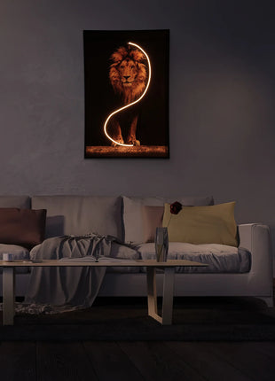 Lion Wall Art with LED Light