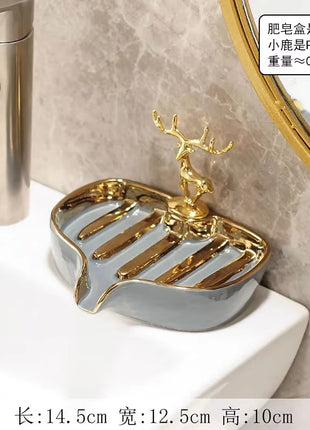 New Light Luxury Style Creative Soap Box Portable Leaf Soap Holder Bathroom Household Ceramics Drain Soap Rack Bathroom 1PC