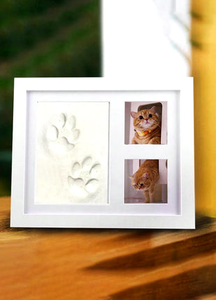 Pet Paw Print Photo Frame Dog Cat Footprints Commemorative Mud Table Photo Frame Baby Hand and Foot Print Photo Frame