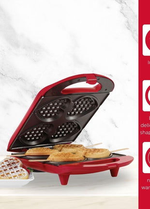 - Non-Stick Heart Waffle Maker, Red - Makes 4 Heart-Shaped Waffles in Minutes