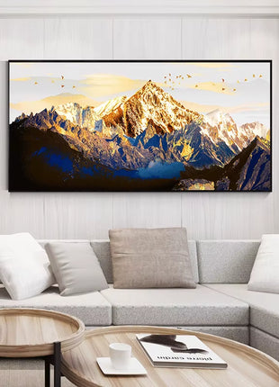 Luxury Sunshine Gold Mountain Canvas Painting Landscape Art Poster and Prints for Living Room Bedroom Hotel Decorative Painting