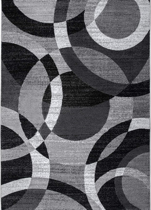 Contemporary Abstract Circles Perfect for High Traffic Areas of Your Living Room,Bedroom,Home Office,Kitchen Area Rug 6'6" X 9' Gray