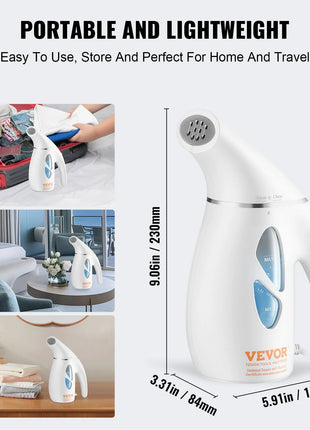 VEVOR Portable Handheld Fabric Steamer, 900W Quick Heat Steamer for Clothes, Wrinkle Remover Clothing Iron Intelligent Controller & Auto-Off & Large Detachable Water Tank, with Gloves