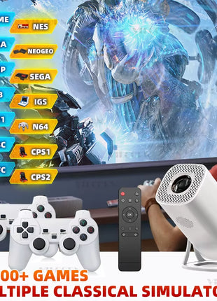 S40MAX Android 11 Gaming Projector Home Theater Wireless Gaming Controller Dual WIFI 1280*720P for Mirrorcast/Youtube/Disney+