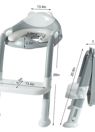 Toddlers Potty Training Toilet Seat Boys Girls, Kids Potty Training Seat Step Stool Ladder, Potty Chair (Gray/White)