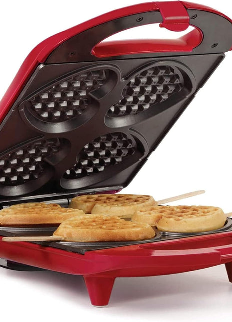 - Non-Stick Heart Waffle Maker, Red - Makes 4 Heart-Shaped Waffles in Minutes