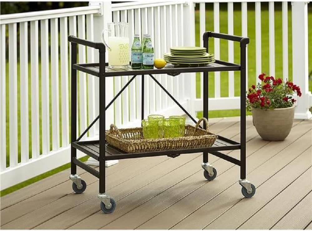 Serving Cart for Dining Room Outdoor Folding Rolling Wheels Serving Cart Bar wheels Portable Trolley Storage