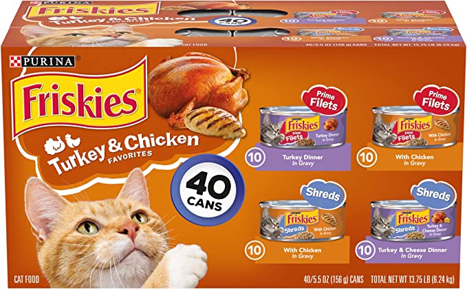 Purina Friskies Pate Wet Cat Food Variety Pack Salmon Turkey